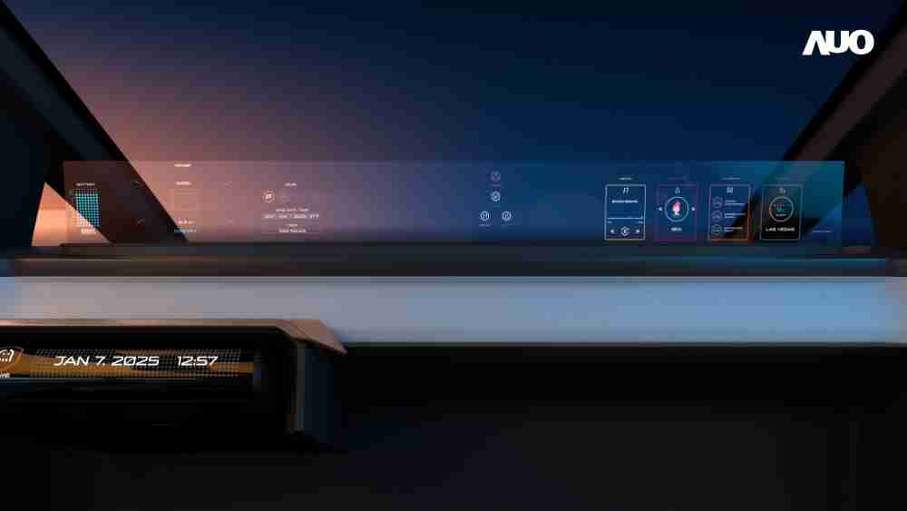 口袋牛店无界透明显示接口(Horizon Image Glass)透过车运算方案整合仪表板、、中控台及副驾显示器，，一体式全景呈现，，，提供乘用者清晰的前方视野、、、行车必要信息与娱乐功能